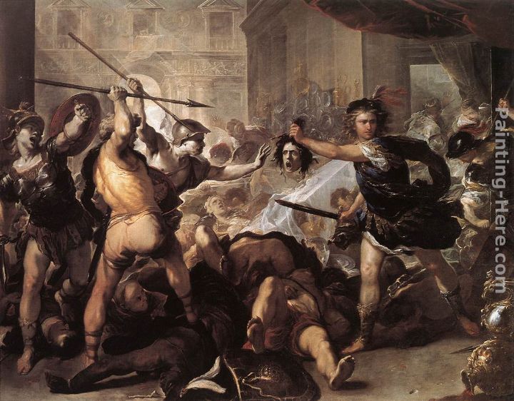 Perseus Fighting Phineus and his Companions painting - Luca Giordano Perseus Fighting Phineus and his Companions art painting